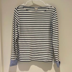 Navy/white stripped Top with light blue cuffs